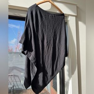 Black, organic cotton lightweight poncho.